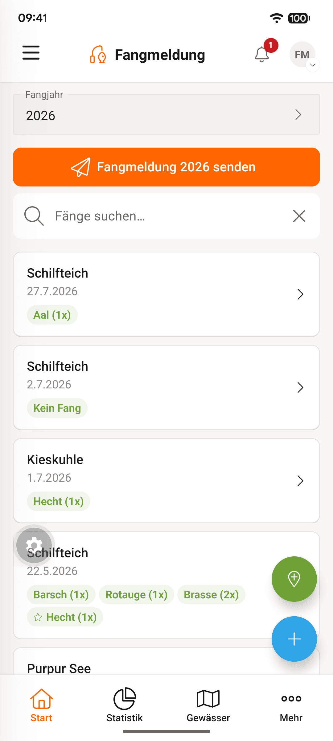 Digitale Fangmeldung.