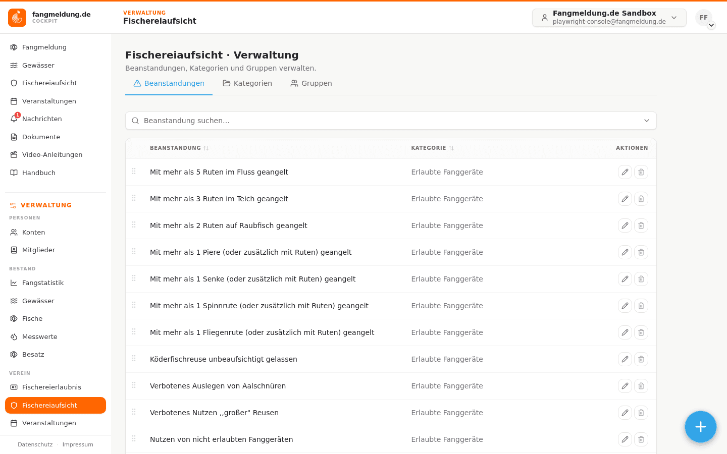Fischereiaufsicht steuern.