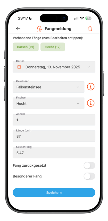 Digitale Fangerfassung - Schnelle Erfassung von Fängen mit Details