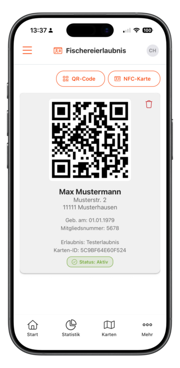 Digitale Fischereierlaubnis mit QR-Code - Kontaktlose Kontrolle