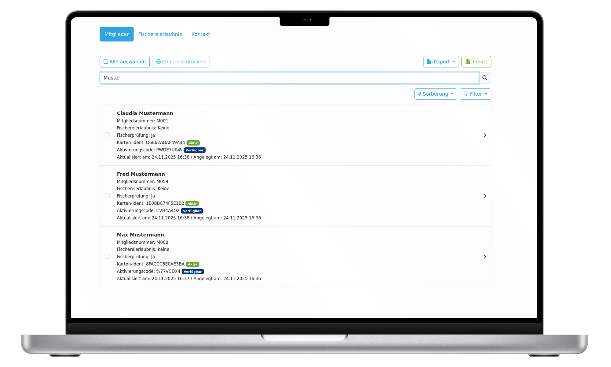 Vereinscockpit Fischereierlaubnis - Digitale Verwaltung und Ausstellung von Fischerei-Erlaubnisscheinen